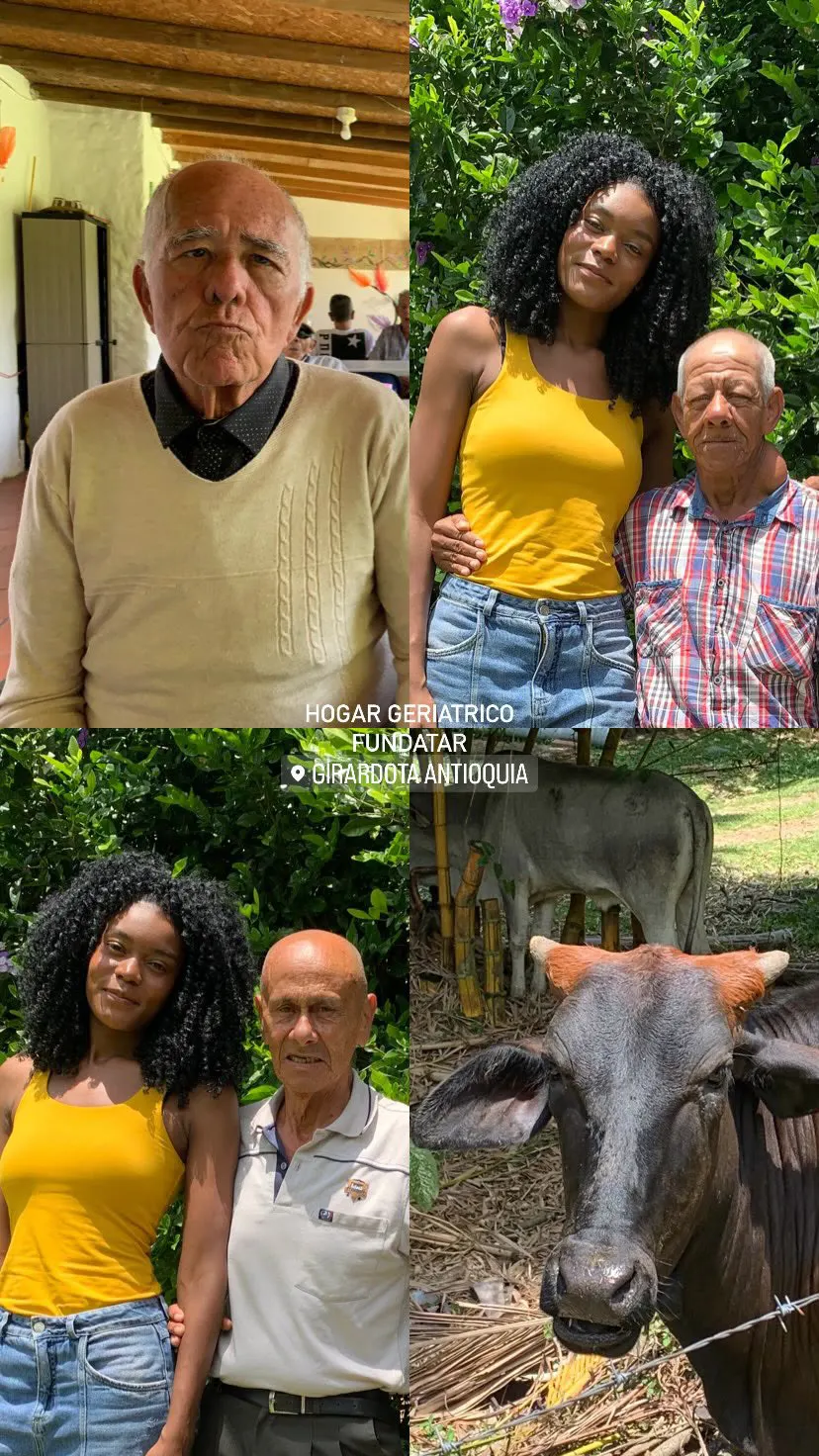 Luisa Zea en una visita comunitaria con personas mayores